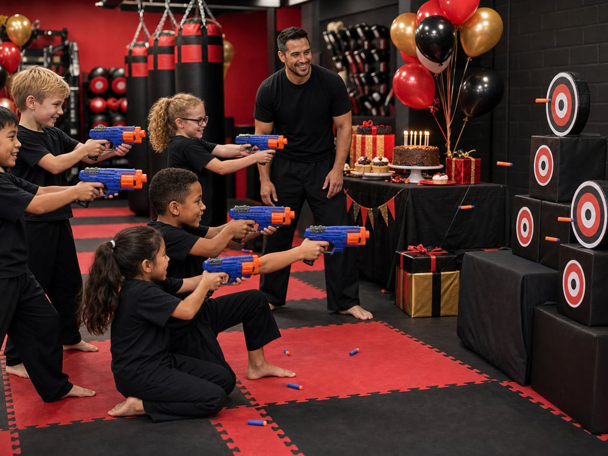 Nerf Party birthday party theme at Martial Arts Centres of Excellence