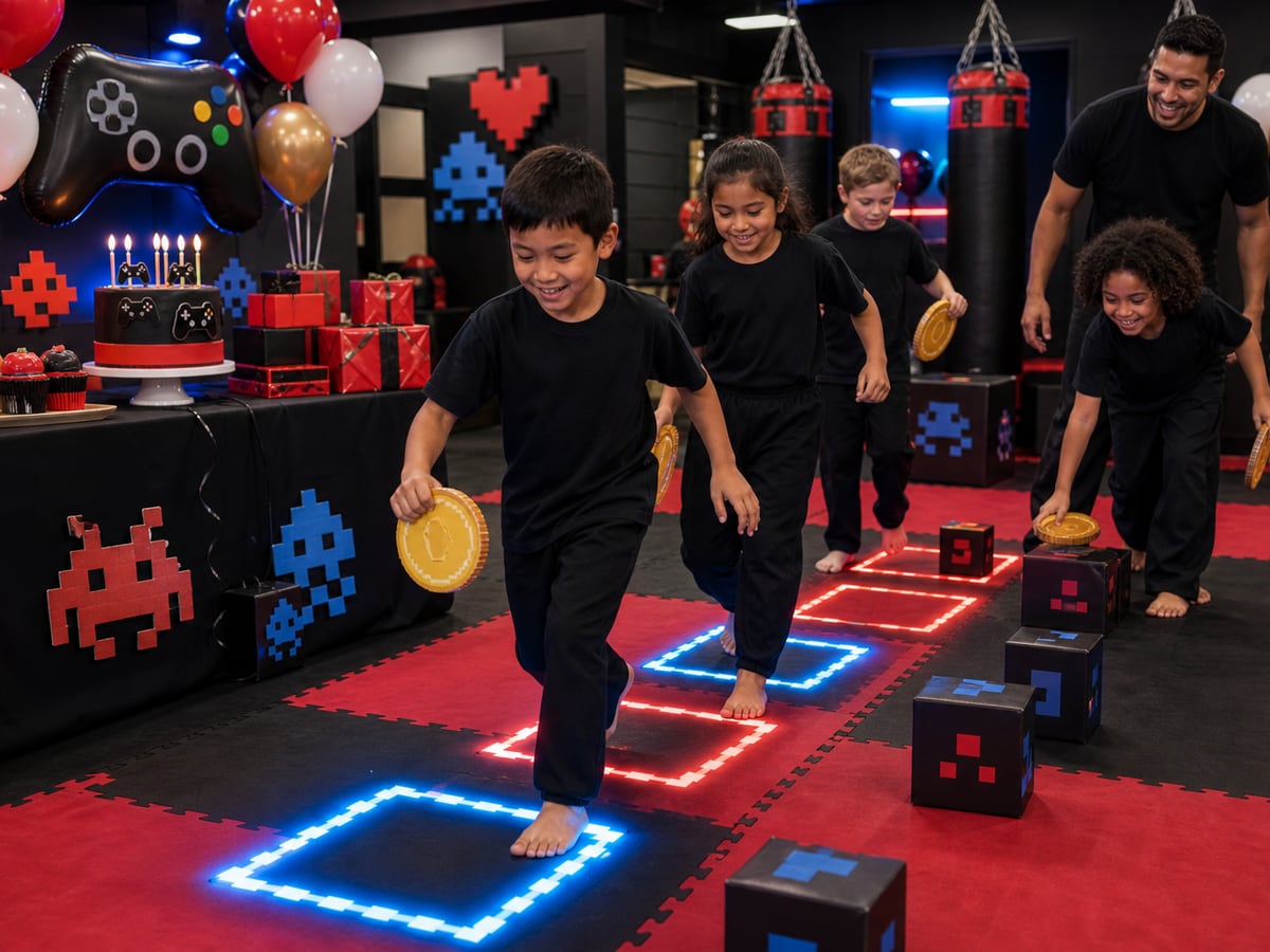 Video Game Party birthday party theme at Martial Arts Centres of Excellence
